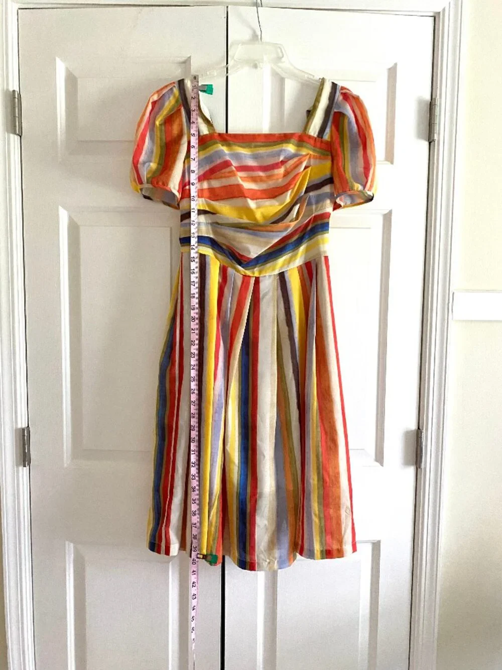 Rainbow Striped Cotton Midi Dress S